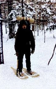 Me snowshoing in to go
winter camping.